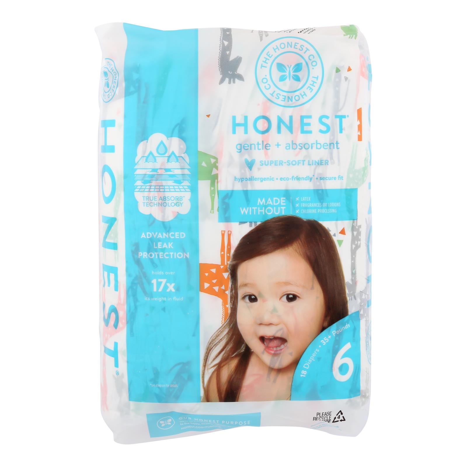 The Honest Company - Dpr Mlt Color Giraffe Sz6 - 1 Each - 18 CT