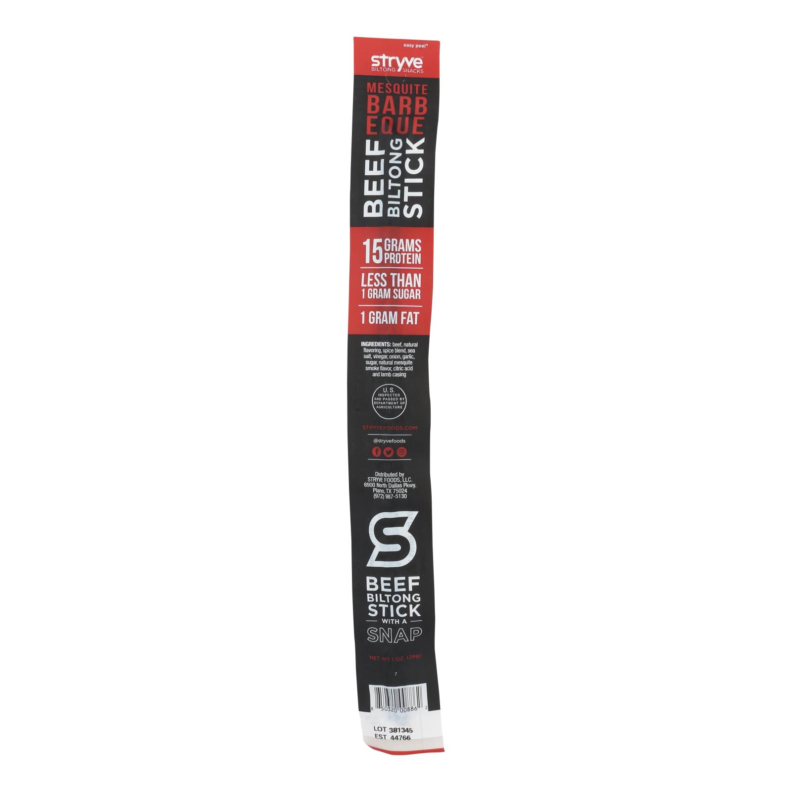 Stryve Foods - Beef Biltong Msqt BBQ Stk - Case of 12 - 1 OZ