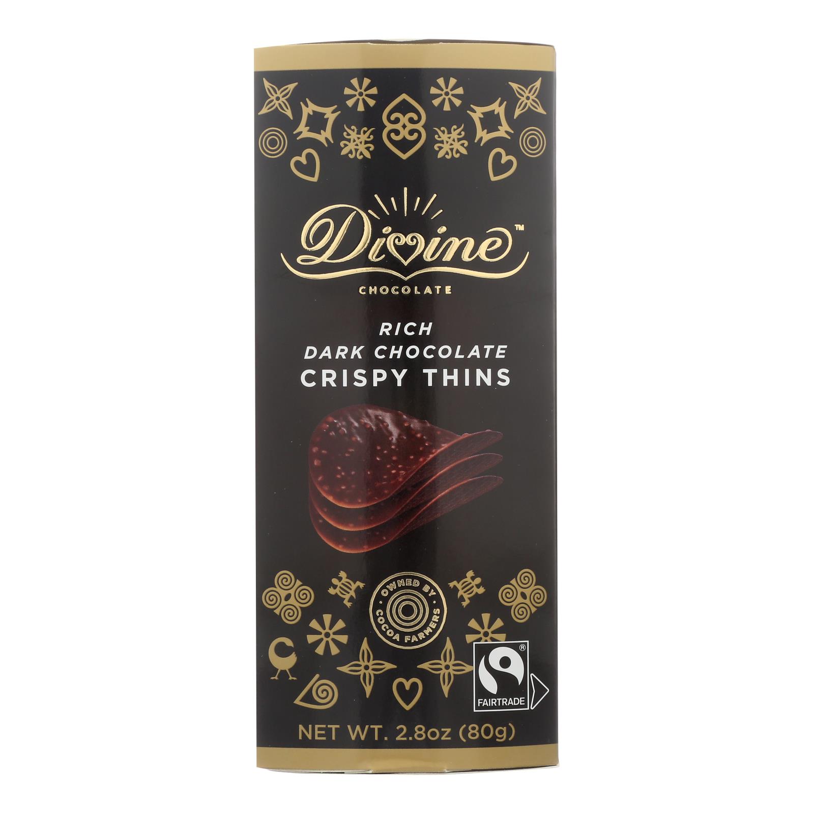 Divine - Crisp Thns Dark Chocolate - 12개 묶음상품 - 2.8 OZ