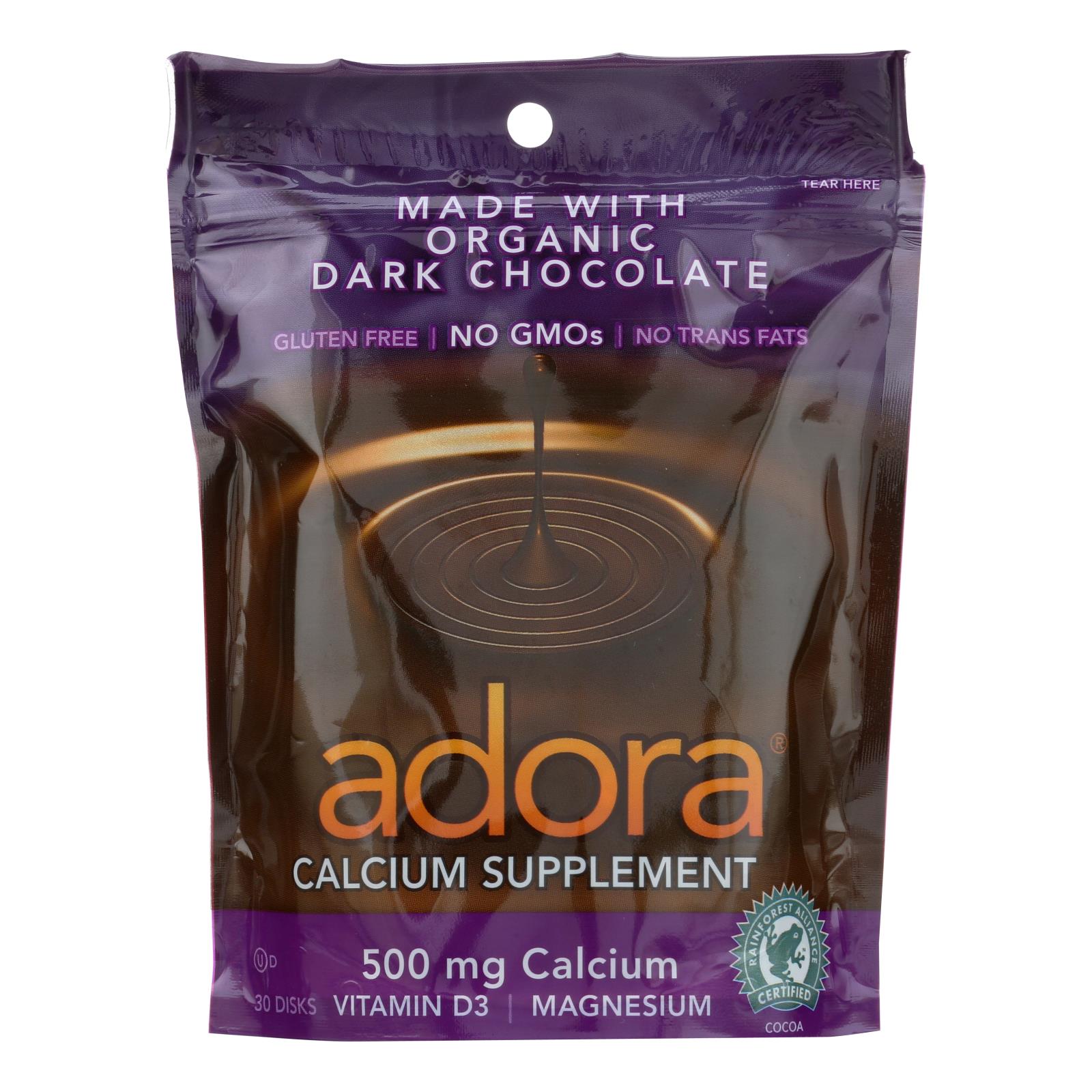 Adora - Chocolate Disk Dark Chocolate Calcium - 1 Each - 30 Count